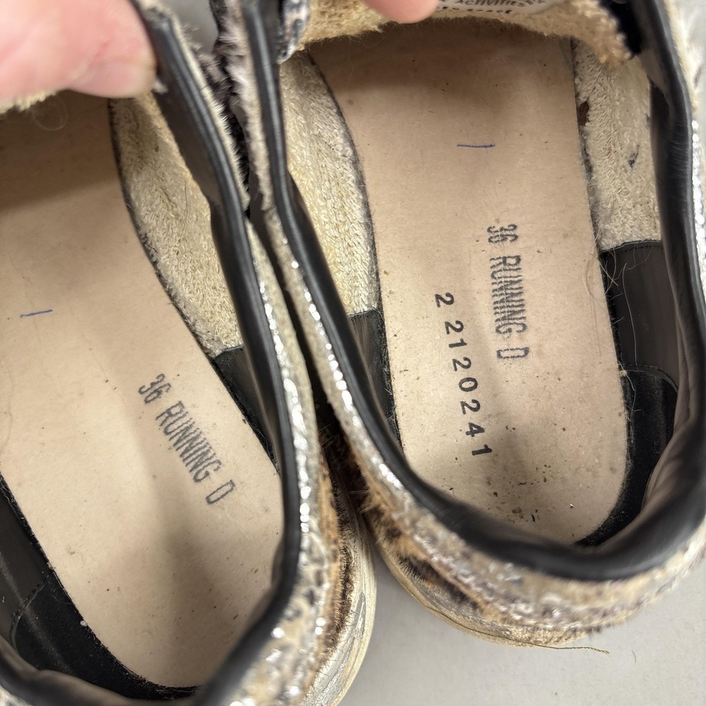 Golden Goose Running Sole Shoes Womens Size 6 Zebra Leopard Pony Hair Sneakers - Picture 14 of 16